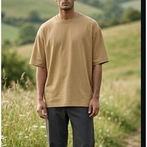 Uniqlo U Airism Oversized Mens Size Medium T-Shirt Brown Cotton Blend NEW!